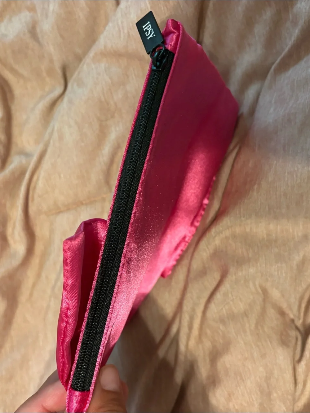 ipsy Hot Pink Satin Bow Cosmetic Bag